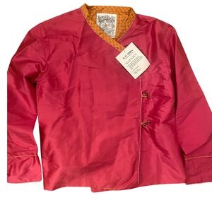 NWT Pink 100% silk KAI MIRA Chinese style wrap jacket buttons small